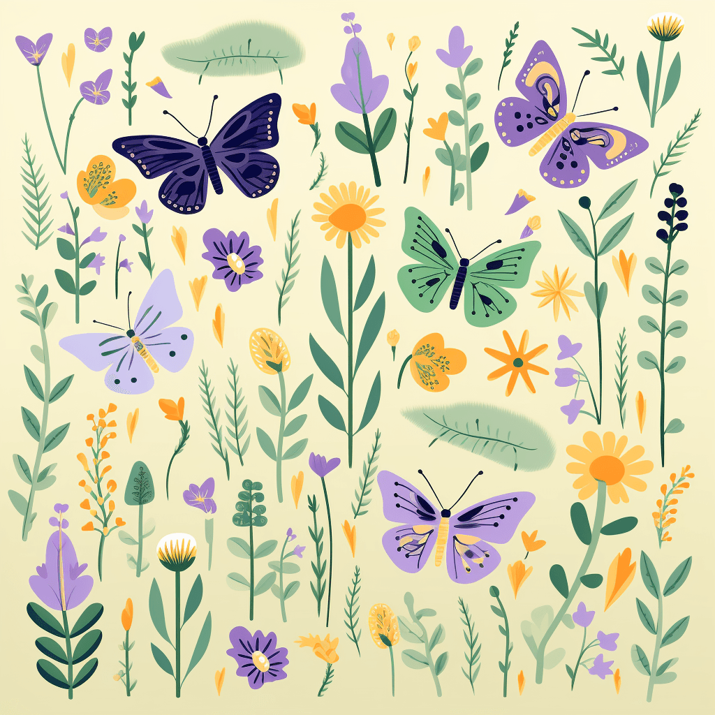 AI generated: A whimsical vector of butterflies fluttering, with delicate wing patterns, in shades of yellow and g...