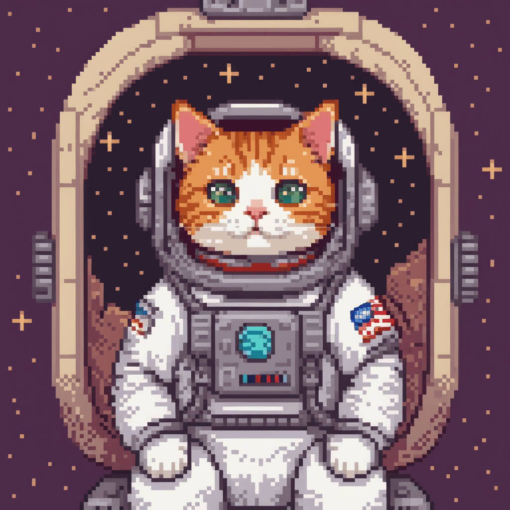 AI generated: Cute cat in astronaut suite space, SAI Pixel Art