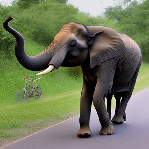 AI generated: Elephant riding bicycle