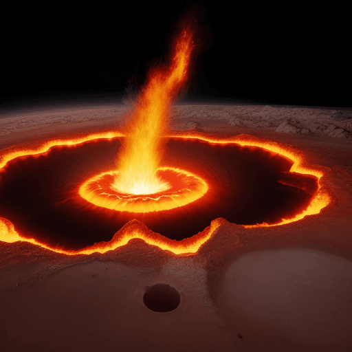 AI generated: High resolution photography of the darvaza gas crater, with live flames burning