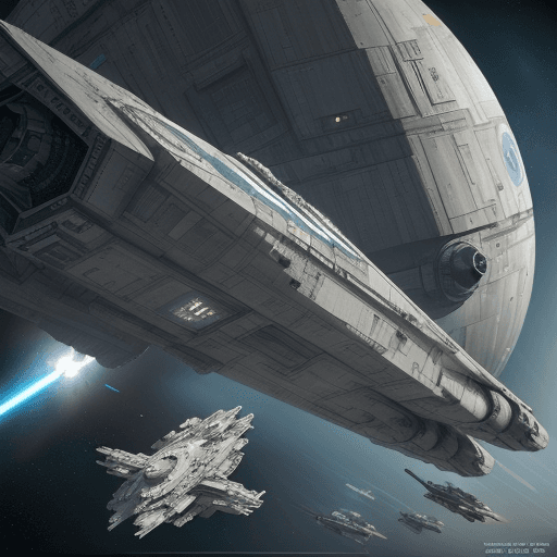 AI generated: spacecraft in action, star wars, in the style of olympus af-1 (aka olympus infinity), cinematic stil...