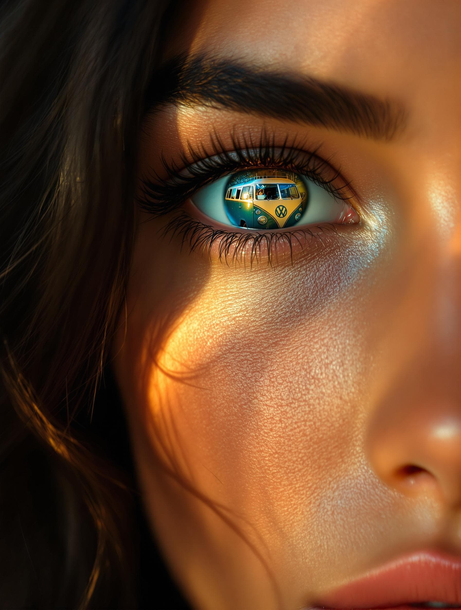 AI generated: a photo realistic,  close up photo of a beautiful Brazilian dark haired woman's complete  full face ...