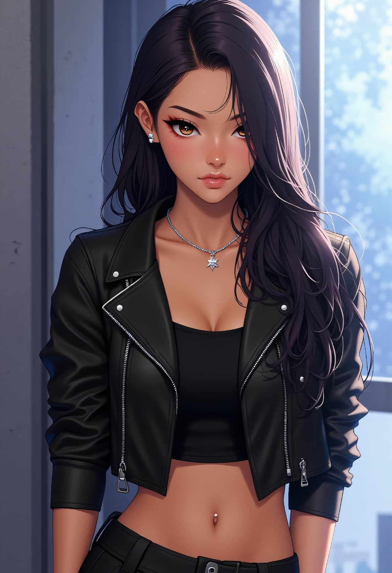 AI generated: 24 year young niji anime asian girl, very sultry look, so hot girl, beautiful charismatic girl, so h...