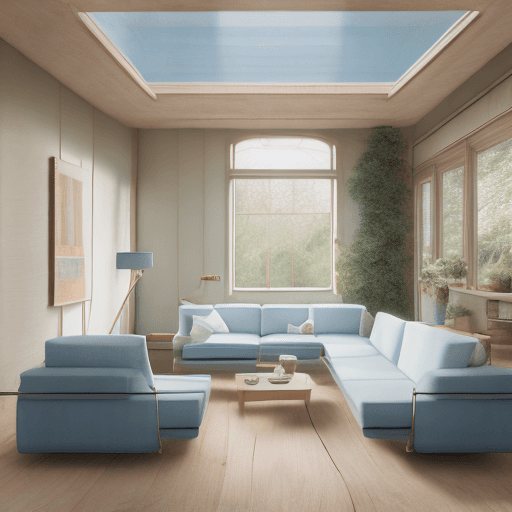 AI generated: High resolution photography interior design, dreamy sunken living room conversation pit, wooden floo...