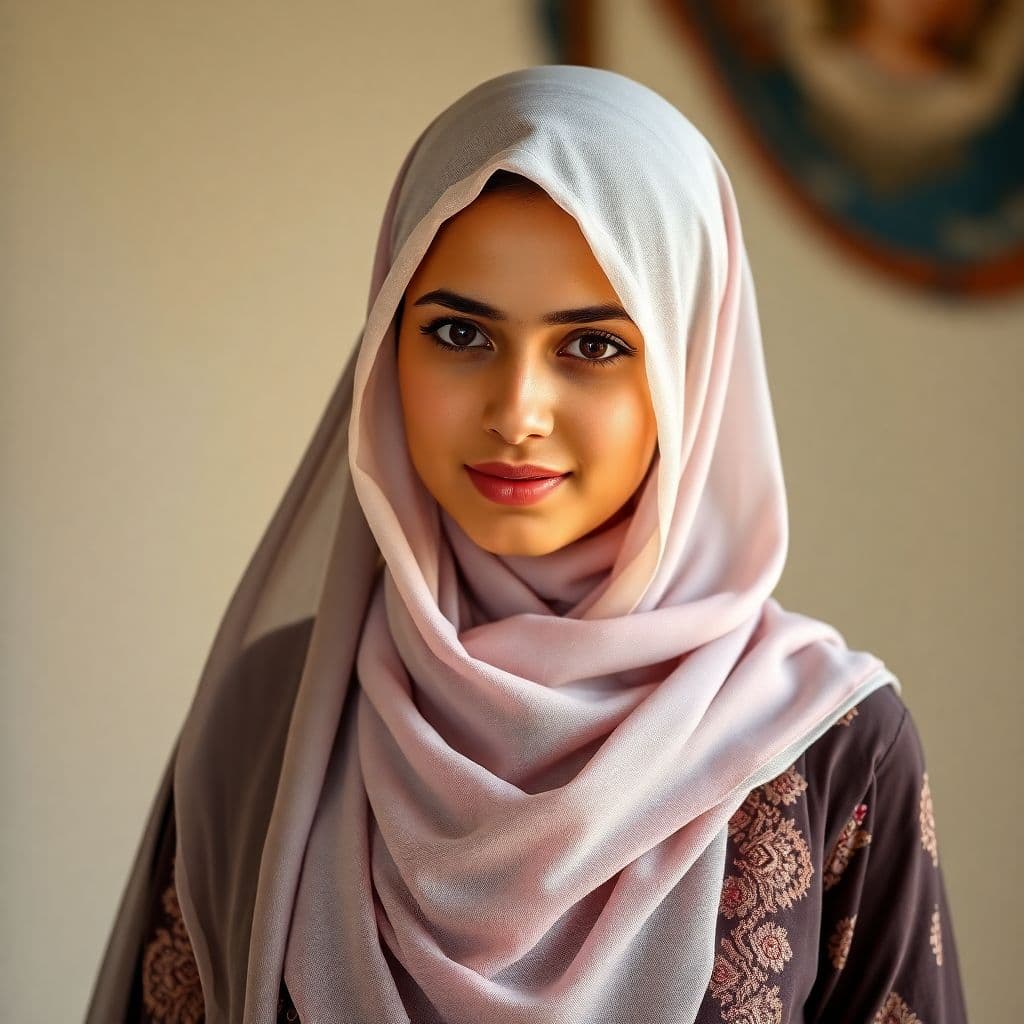AI generated: (photorealism:1.2), beautiful Pakistani hot sexy girl in light hijab, very horny. small breasts . na...