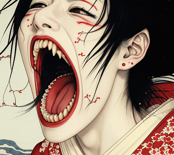 AI generated: Woman screaming, artwork by Takato Yamamoto, very detailed, realistic