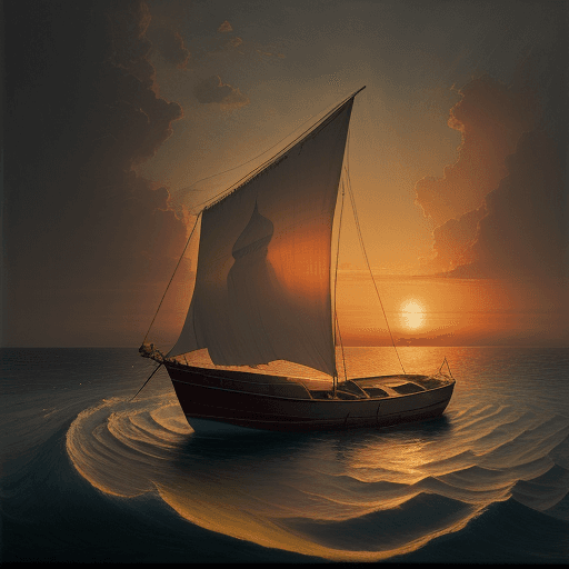 AI generated: a boat sitting in the water during sunset, in the style of agostino arrivabene, calm and serene beau...
