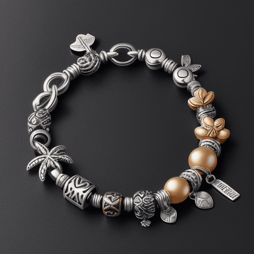 AI generated: Metal bracelet number 500 charm with nature theme