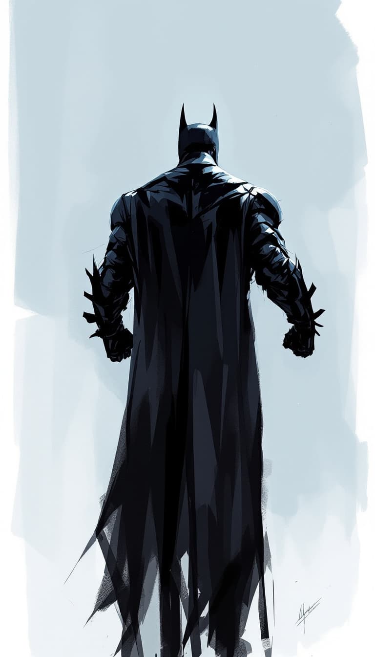 AI generated: digital painting of batman, comics art,, stylized, back view