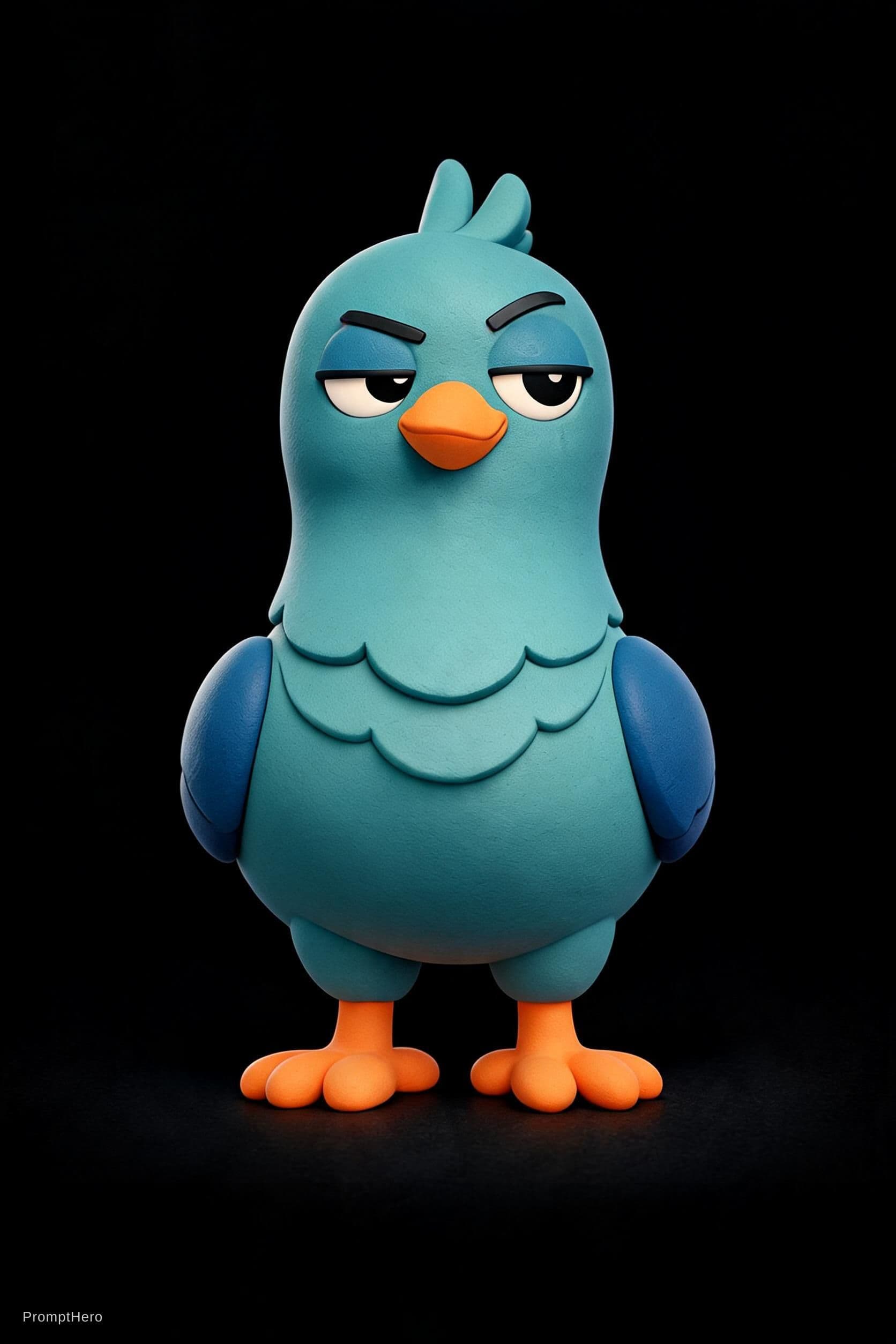 AI generated: Stylized premium 3D pigeon character, perfectly centered and strictly front-facing toward the camera...