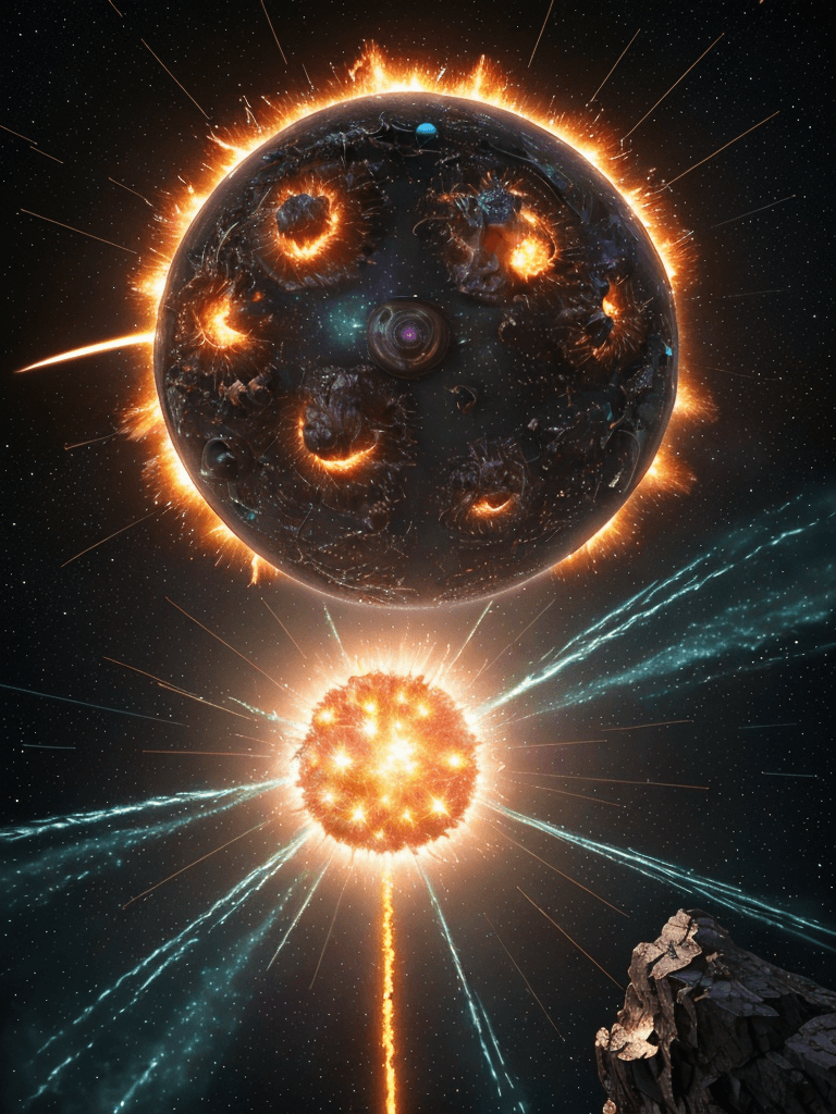 AI generated: Photo of a ultra realistic star explosion, bright light, cinematic lighting, battered, low angle, tr...