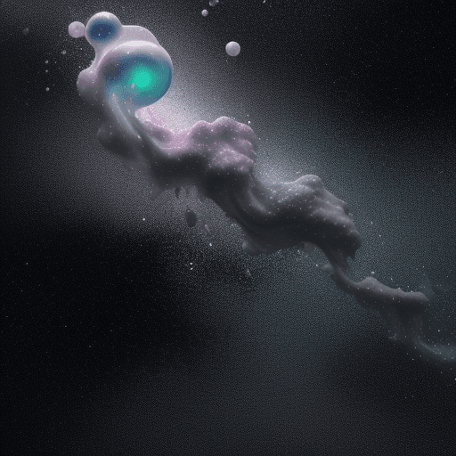 AI generated: bubbles with stars and nebula behind splattered liquid paint in (lightgray:1.2) colors. Fluid and Po...