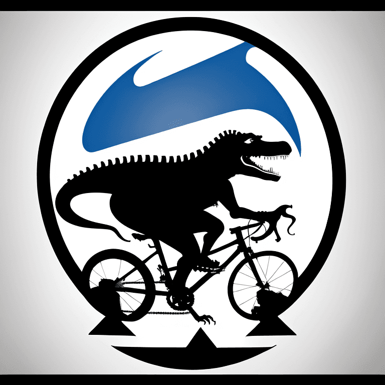 AI generated: Logo of the bike club “Trex”, the picture should show a Trex on a bike in a circle, minimalistic.