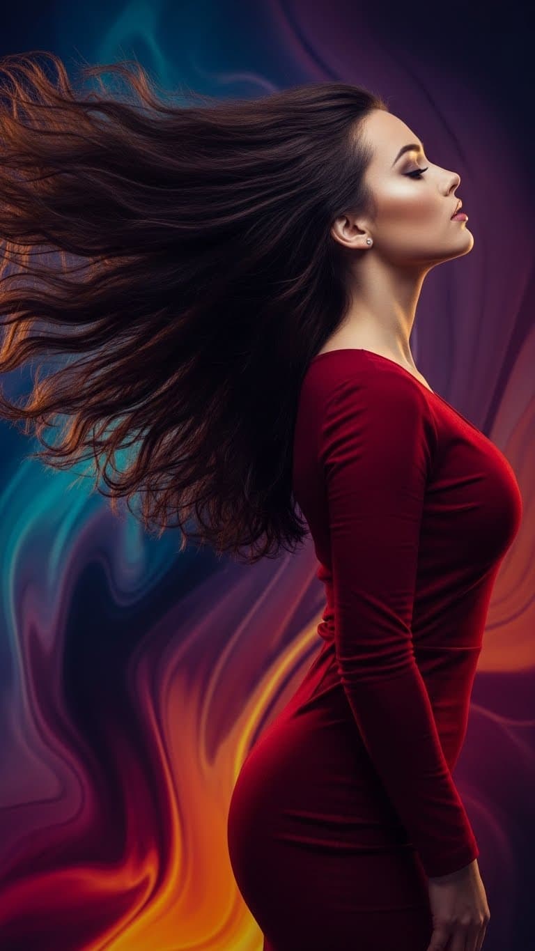 AI generated: 12k image of a lady facing sideways, so beautiful and attractive, her beauty is just flawless... her...