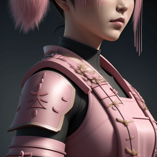 AI generated: 3d render, a women wearing pink samurai armours, close-up shot --ar 9:16 --ar style raw