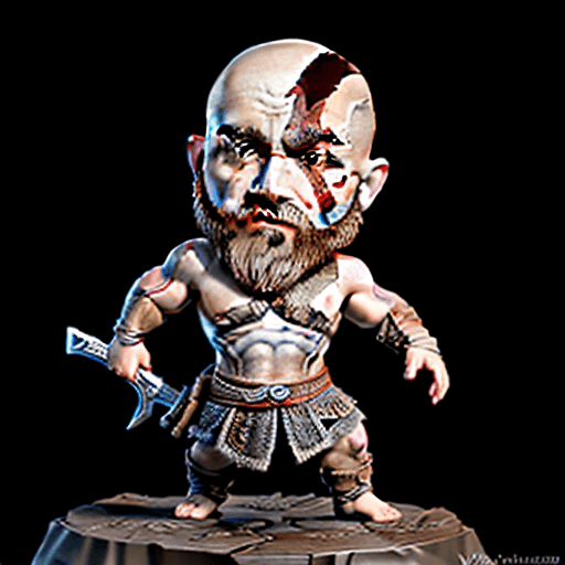AI generated: Tattoo, cute little kratos from god of war (2018), chibi, ultra detailed, pixar design, 4k, uhd, stu...