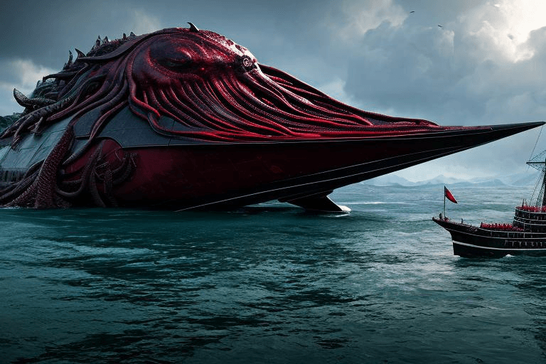 AI generated: extremely detailed CG unity 8k wallpaper, a huge Cthulhu ornate grey and black antropomorphic body, ...