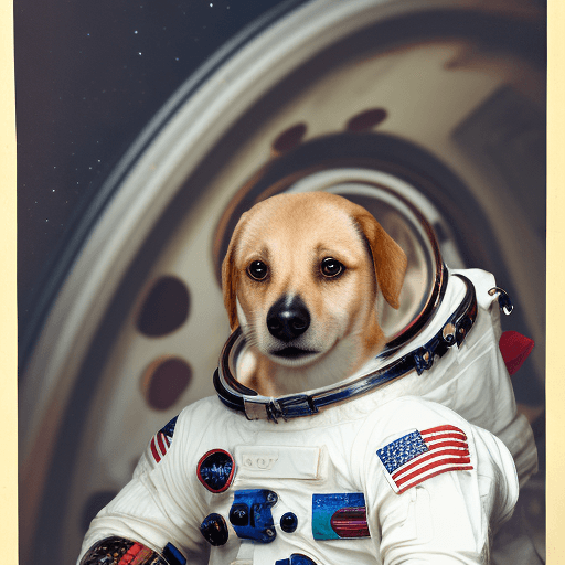 AI generated: Dog, with a spacesuit, 8K, high detail