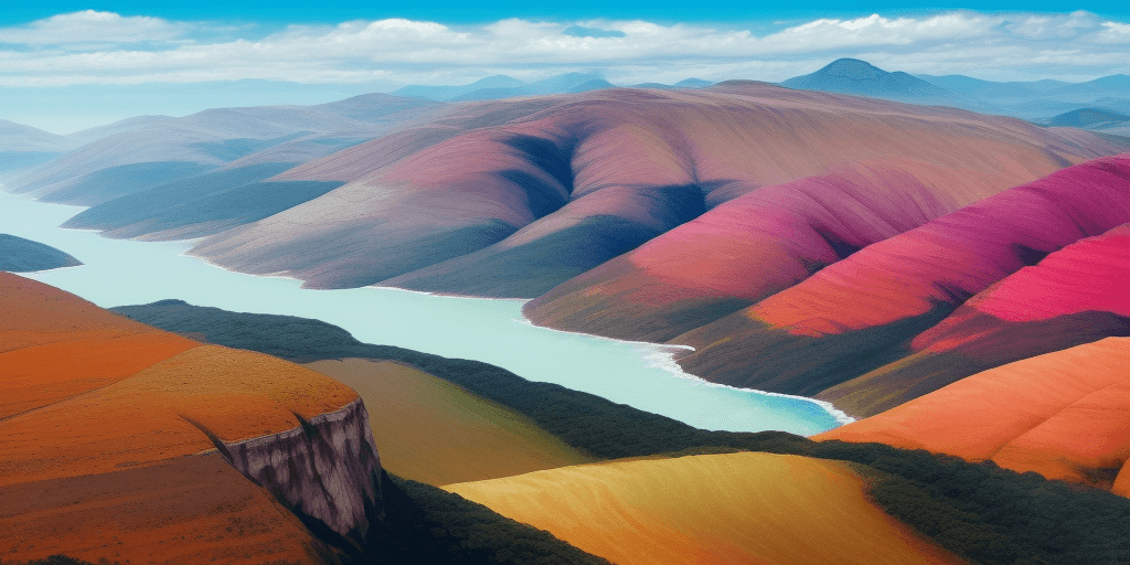 AI generated: montanha com um visão linda das montanhas no horizonte, waltercolor, altamente detalhado, ultra defi...