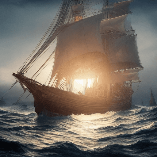 AI generated: Photo of a ultra realistic sailing ship, dramatic light, pale sunrise, cinematic lighting, battered,...