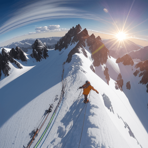 AI generated: Picture a climber reaching the summit of a snow-capped peak just as the sun breaks through the cloud...