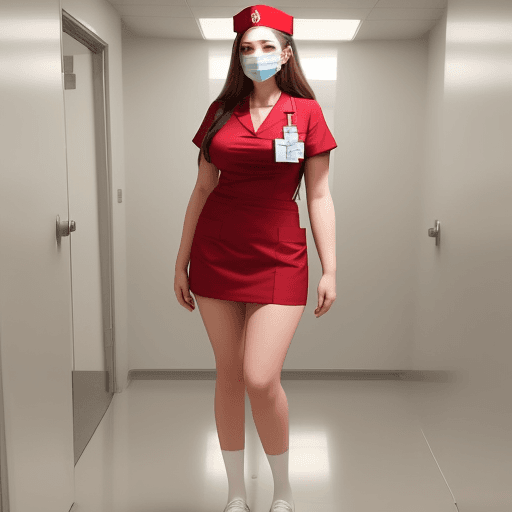 AI generated: Full body shot of a 21 year old beautiful woman wearing a nurse uniform