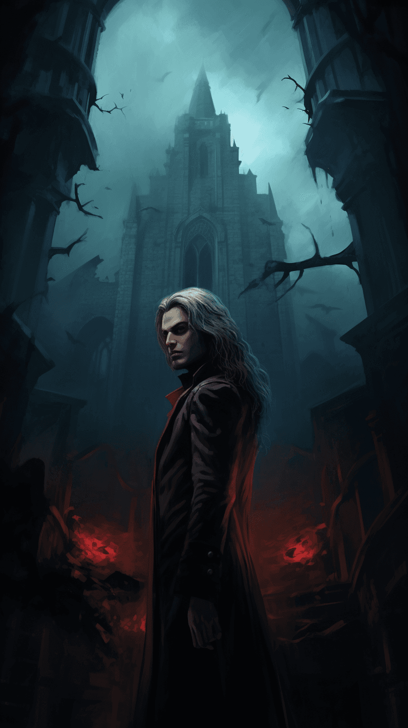 AI generated: jonathan harker in the castle of Dracula, in the style of anna dittmann, craig mccracken, lisa parke...
