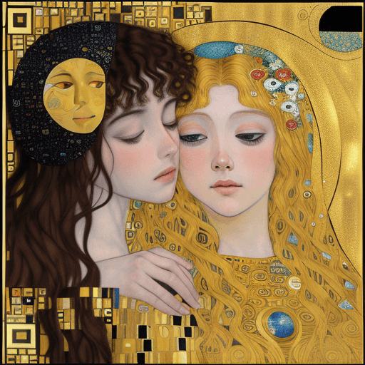 AI generated: the sun and the moon inspired by Gustav Klimt,  high resolution, intricate geometrical, poster finis...