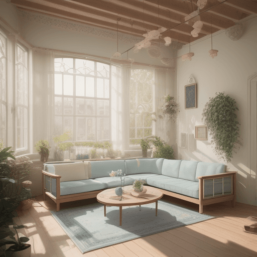 AI generated: High resolution photography interior design, dreamy sunken living room conversation pit, wooden floo...