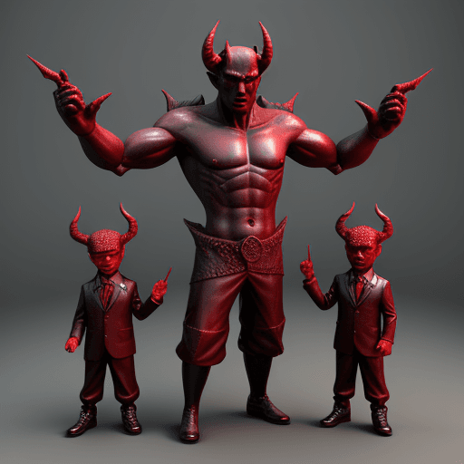 AI generated: a 3d devil with his sons