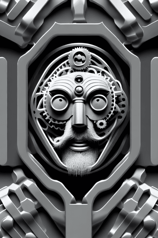 AI generated: A detailed monochromatic vector illustration of "Dr. Talos". "If there are layers of reality beneath...