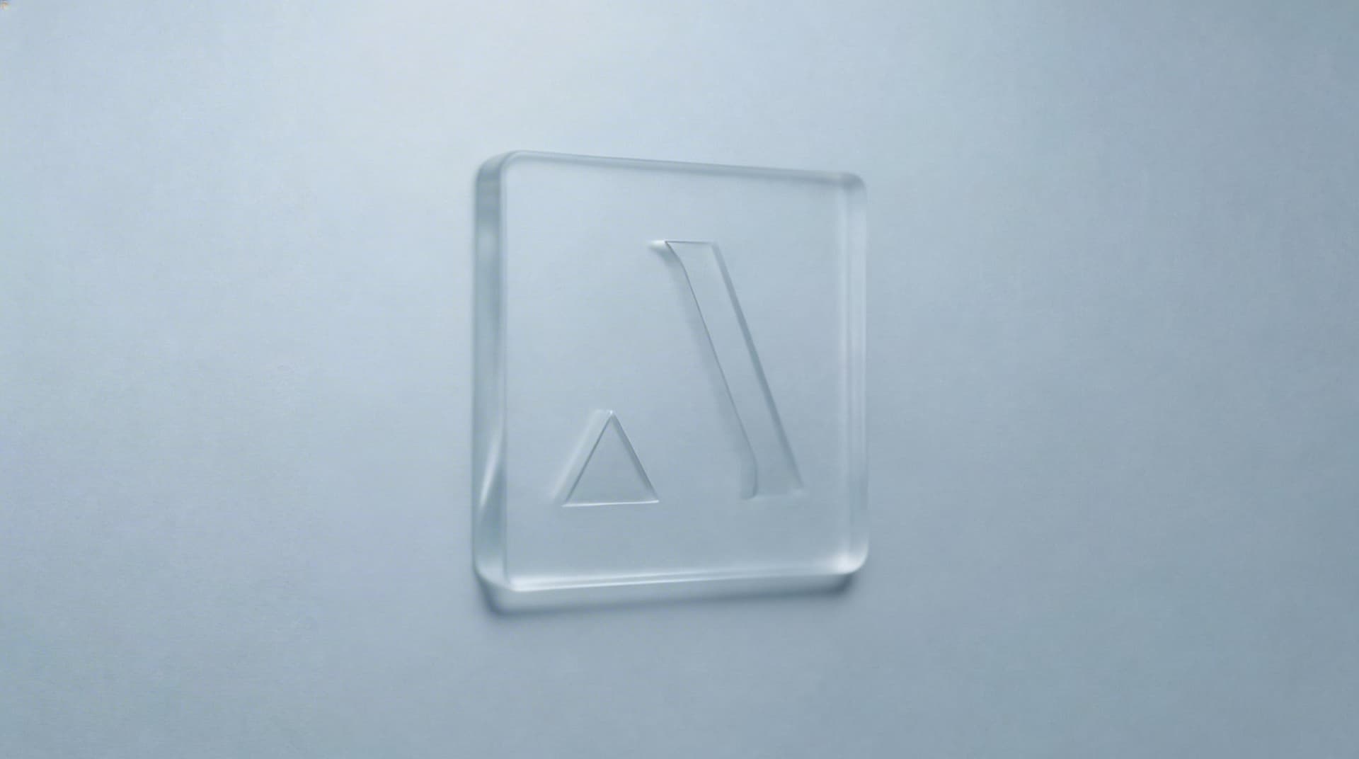 AI generated: A minimalist scene with a soft light blue background. In the center, a translucent rectangular plate...