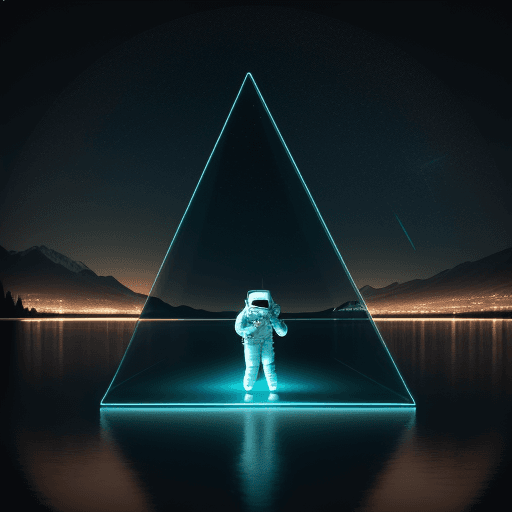 AI generated: raw photo, detailed, fujifilmxt3, ray tracing, 8k uhd, hdr, an astronaut stands on the shore of a la...