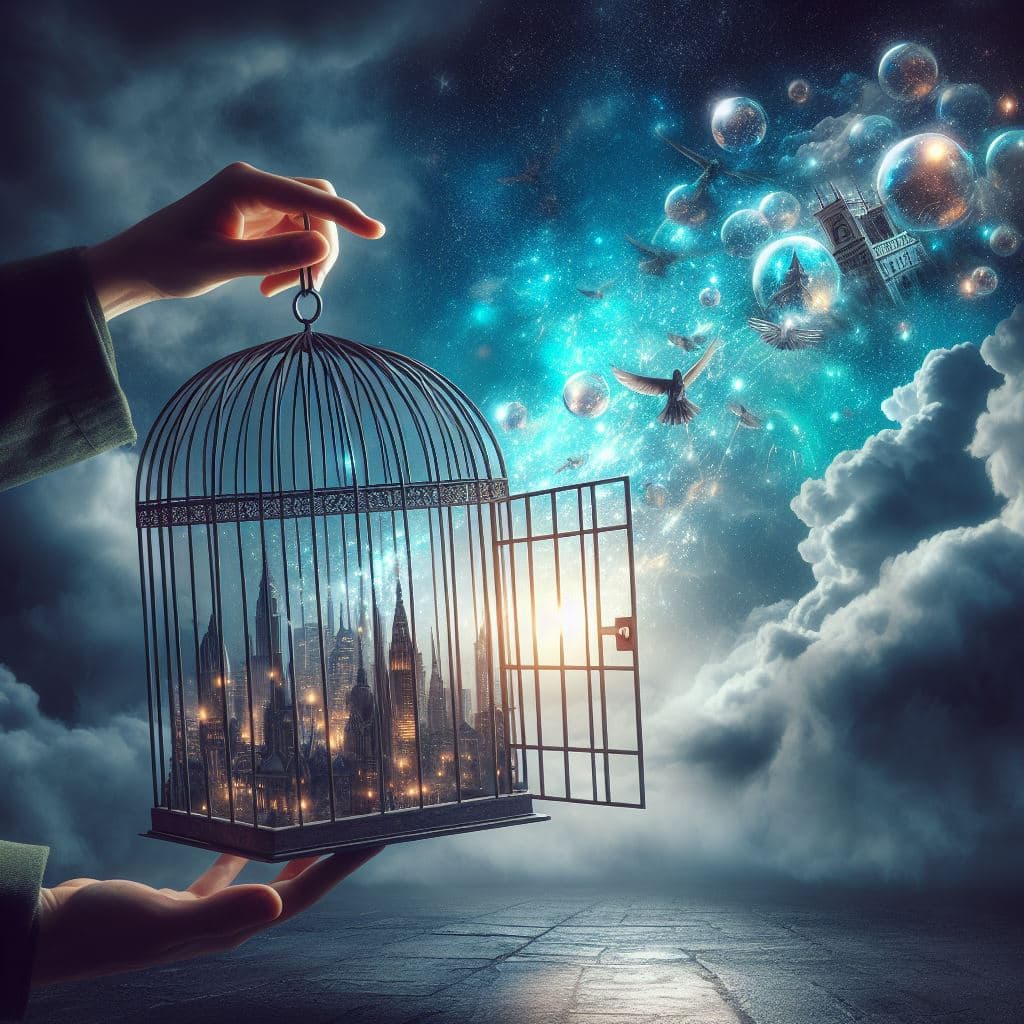 AI generated: Reality is just imagination. It's just part of a big dream. It's a cage in our imagination that we w...