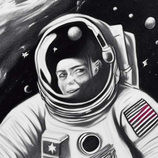 AI generated: charcoal sketch style of astronaut floating in space