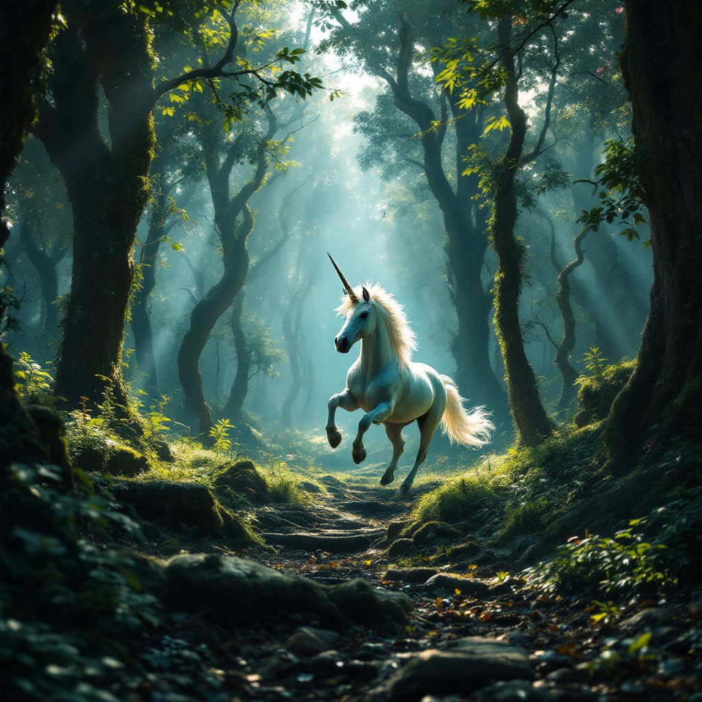 AI generated: Surreal forest photography, dramatic lighting, movie lighting, striking low angle, art station trend...