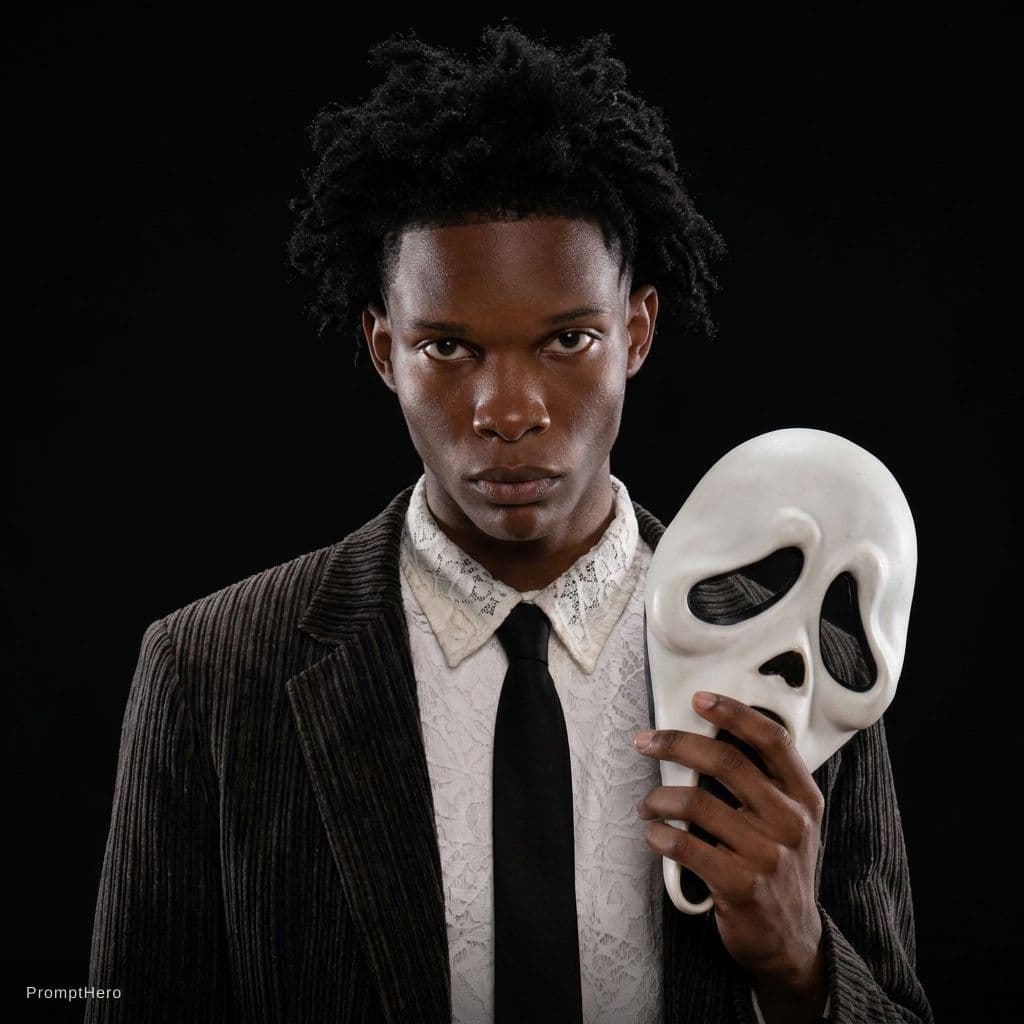 AI generated: As Ghostface with mask off