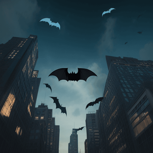 AI generated: The bat-signals on the sky in the city