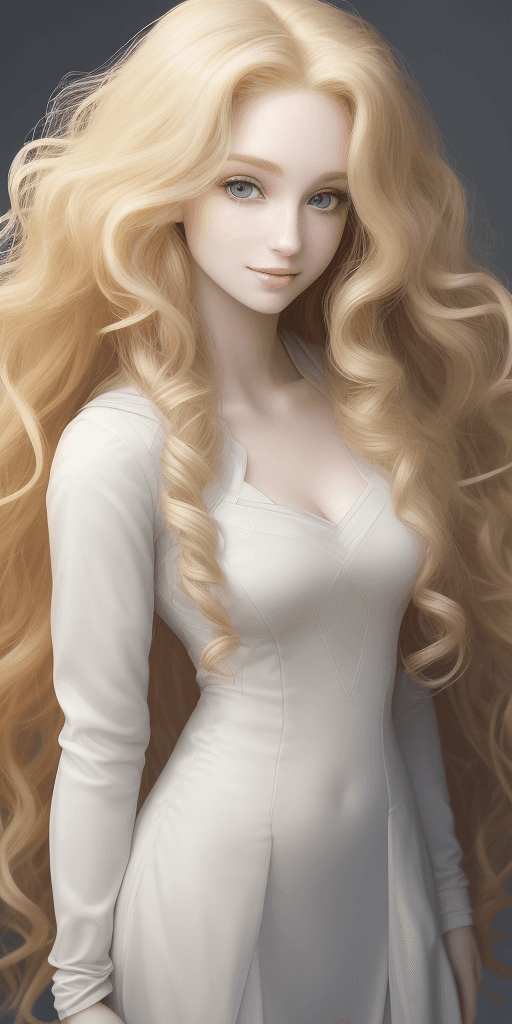 AI generated: [Three-quarter close-up::12], [Gorgeous face, long blond curly hair, (pale skin: 1.2), soft lighting...