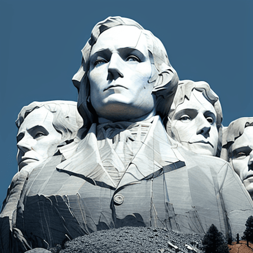 AI generated: Javier milei, 55 years old, fat double chin, as a president in the Mount Rushmore. Rock 
