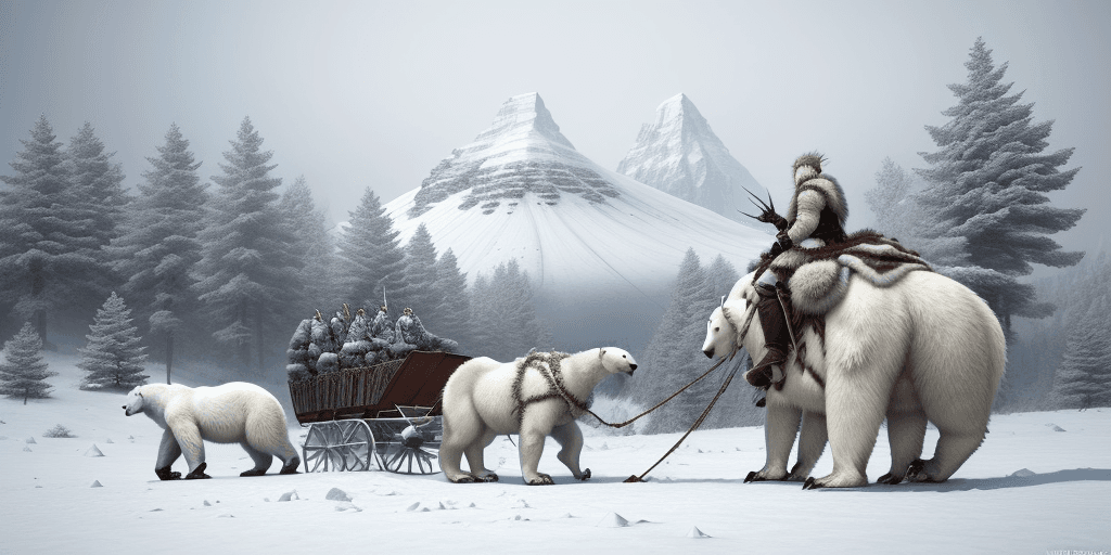 AI generated: Snow covered mountain with hoarfrost covered cedar and sprice trees and a snow covered clearing that...