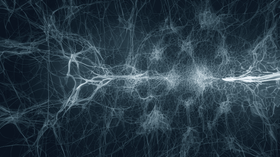 AI generated: Intertwined Neurons, complexity, iridescent fractal patterns, dark negative, reflections, volumetric...
