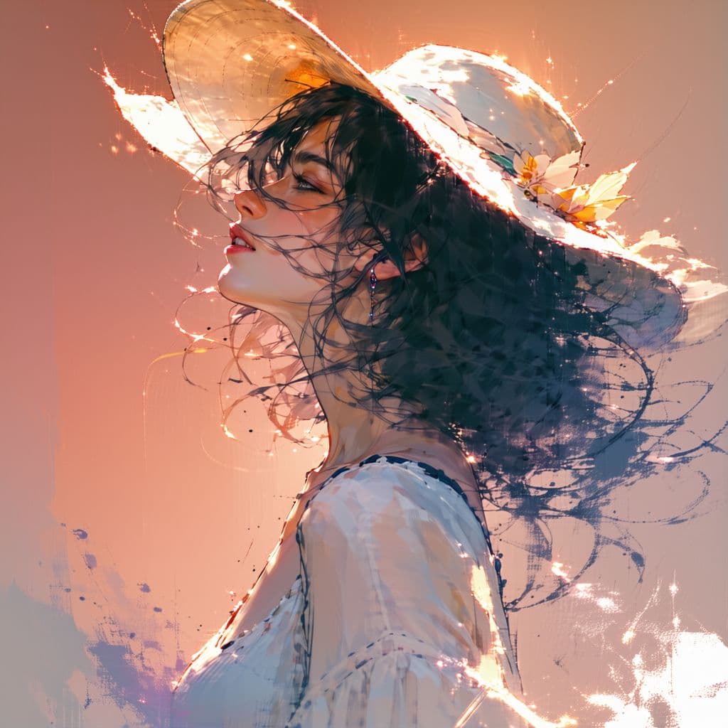 AI generated: woman, in the style of soft-focused realism, romantic manga, sun-kissed palettes --chaos 75 --ar 1:2...