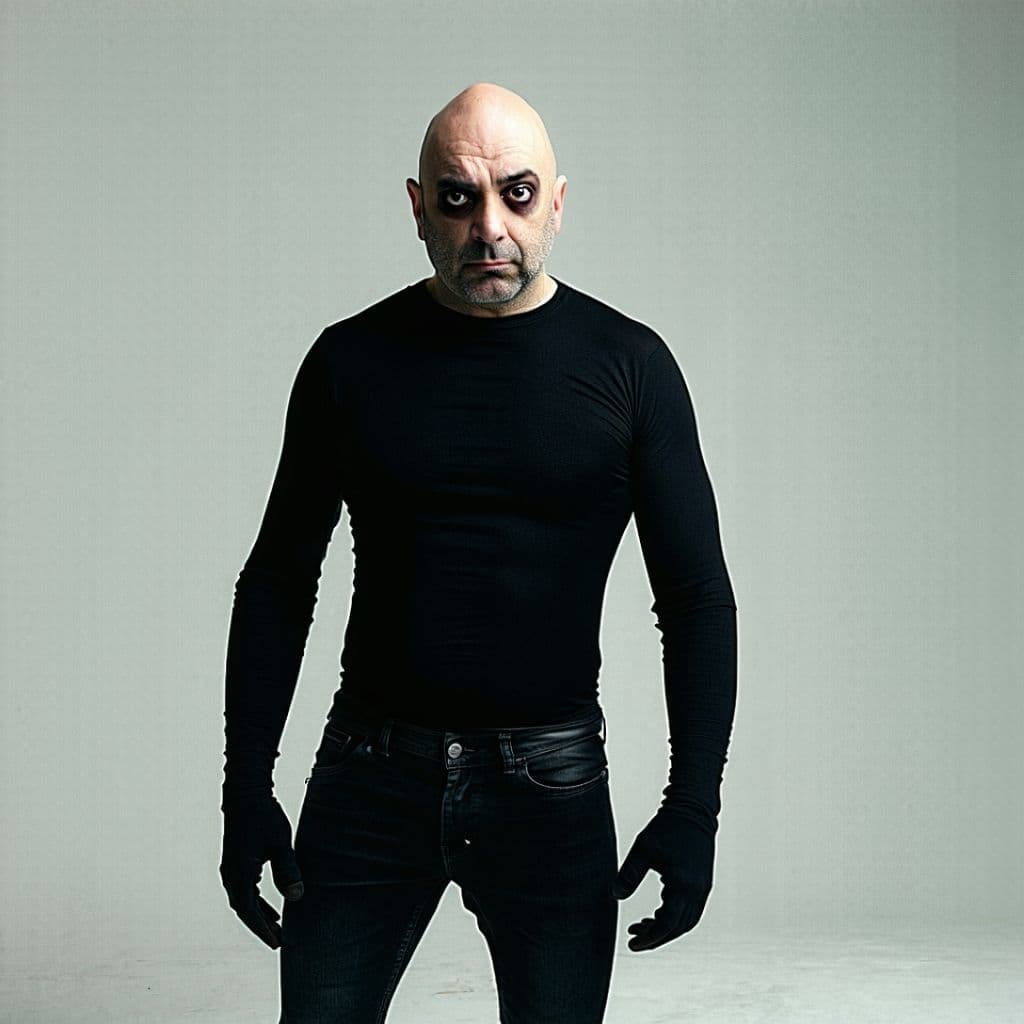 AI generated: freaky ahh Joe rogan, super creepy and goth

