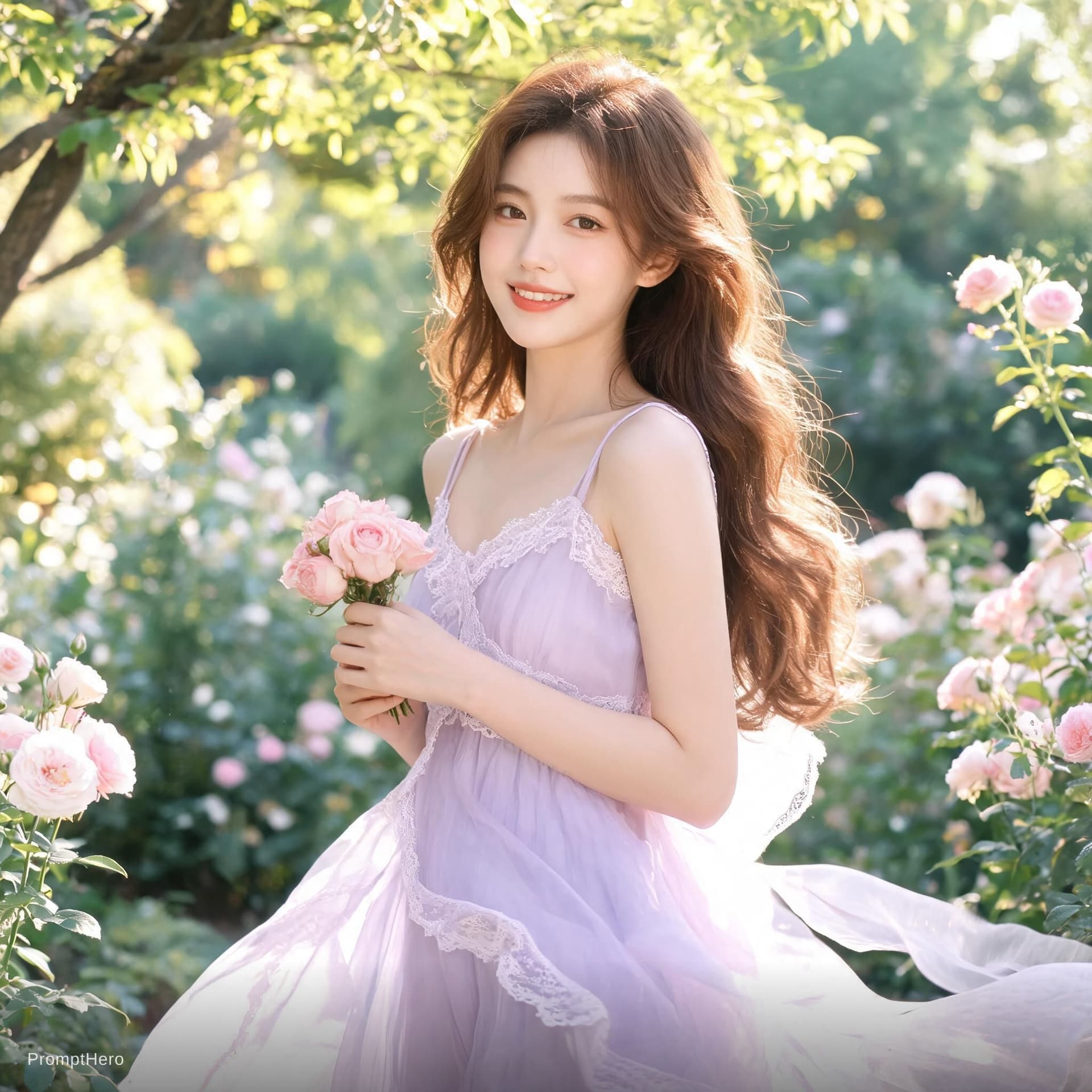 AI generated: Attractive girl in dress