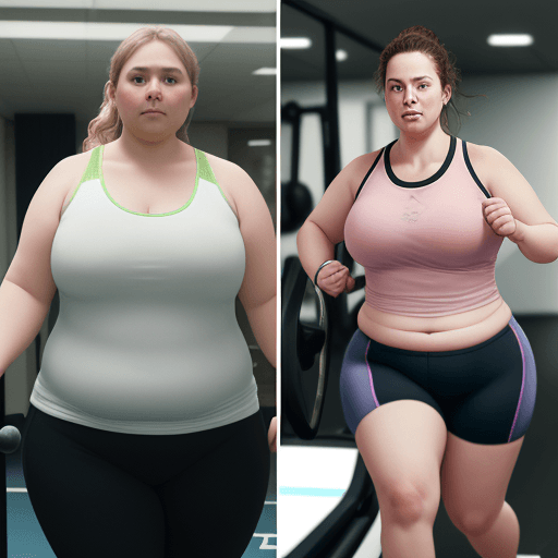 AI generated: Generate another hyper-realistic image of a lady, left overweight and right having lost weight throu...