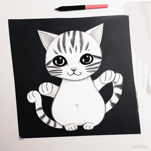 AI generated: kids hand drawings of a cute cat