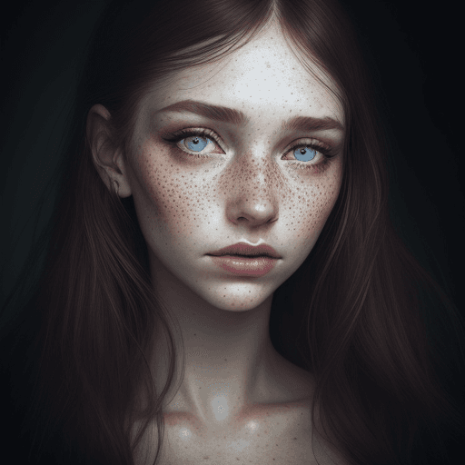 AI generated: beautiful lady, freckles, dark makeup, hyperdetailed photography, soft light, head and shoulders por...