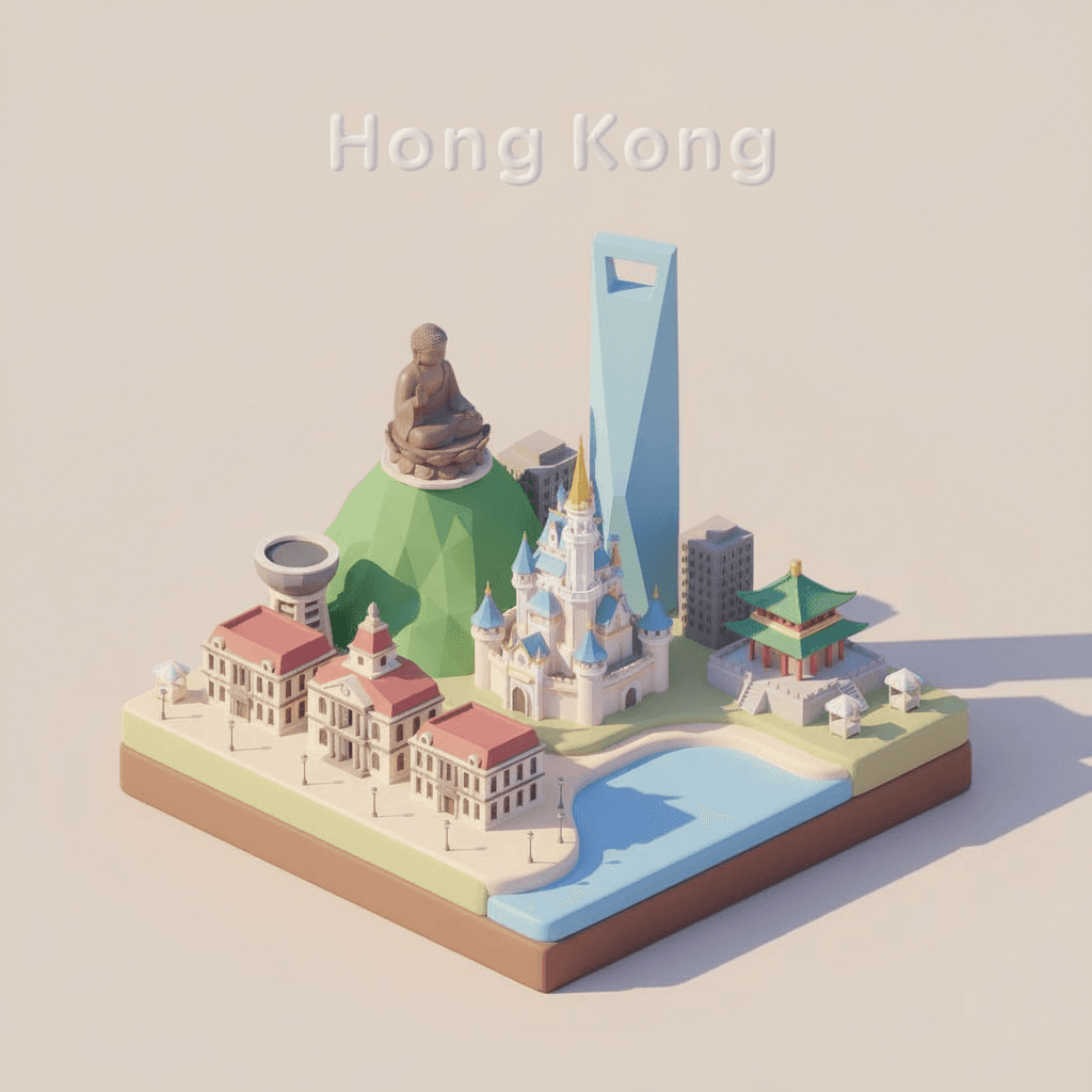 AI generated: Isometric 3D Miniature Hong Kong Scene – Cute Pastel Cartoon Style

Prompt Text:
Create a charmin...
