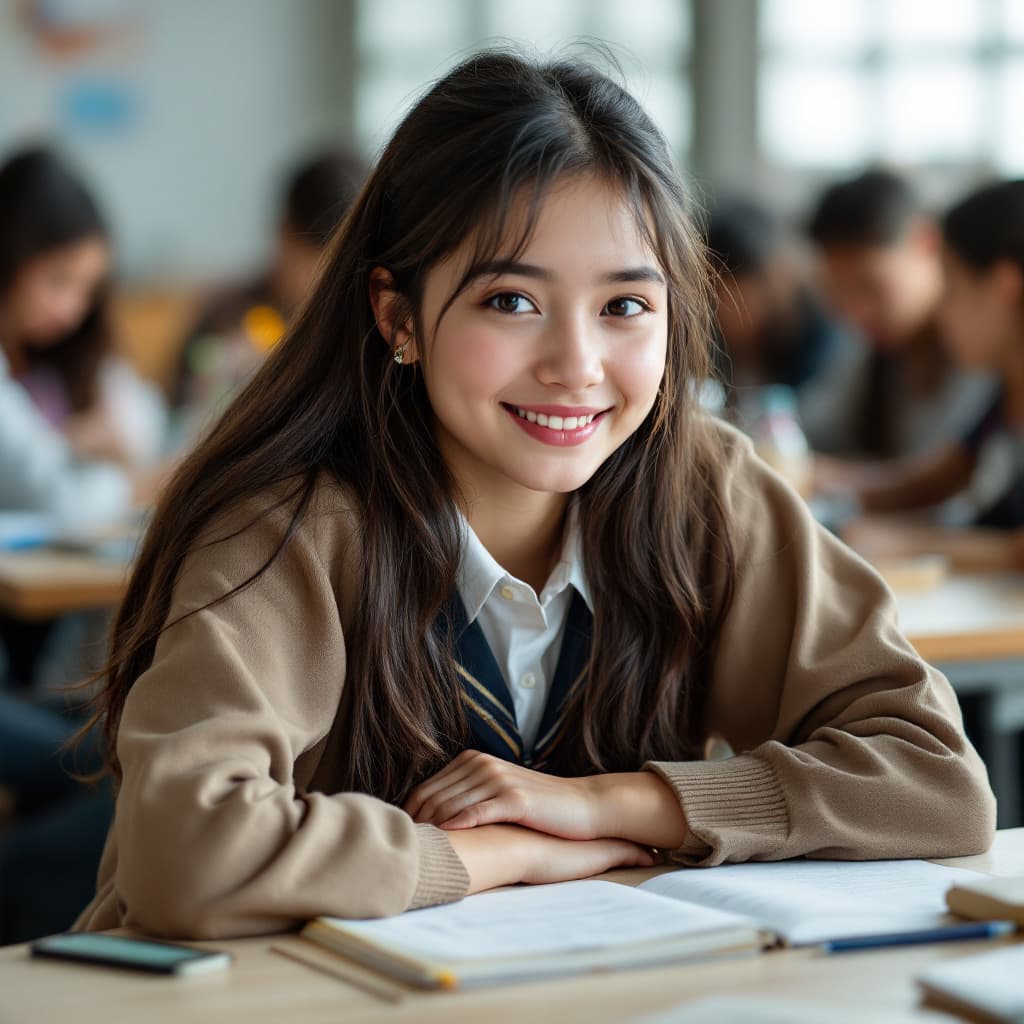 AI generated: 18 years old girl in school uniform on top of table


 